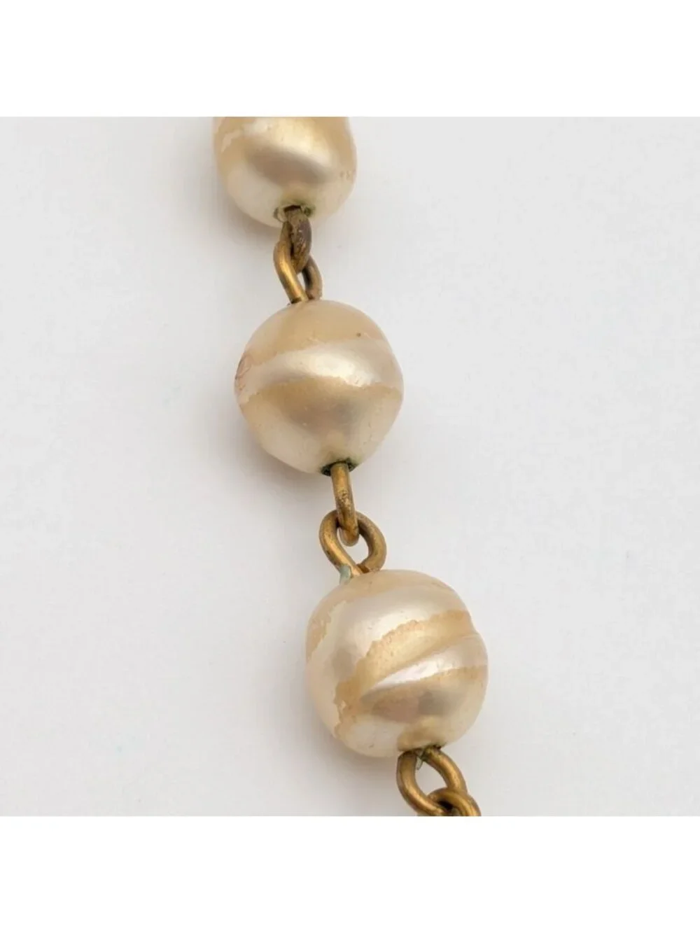 Chanel Gold Faux Pearl CC Logo Necklace Twist First Era Vintage
